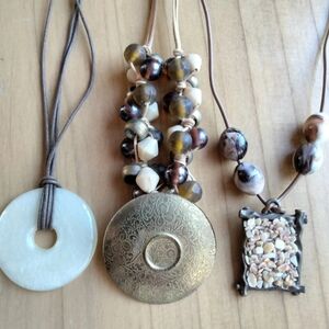 Earth Tones Necklace Lot - Lot Of 3 Costumes Fashion Necklaces